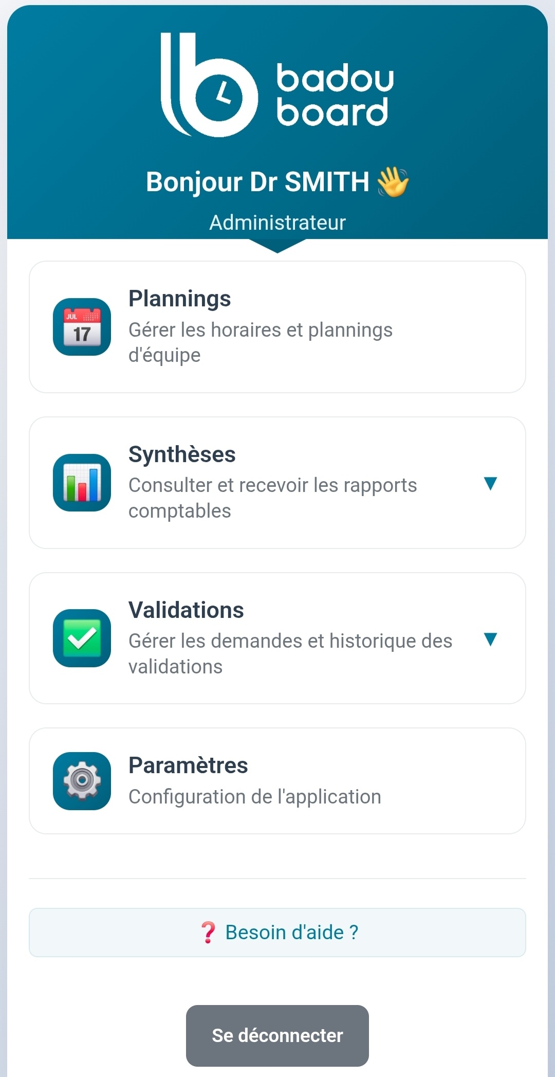 Tableau de bord administrateur
