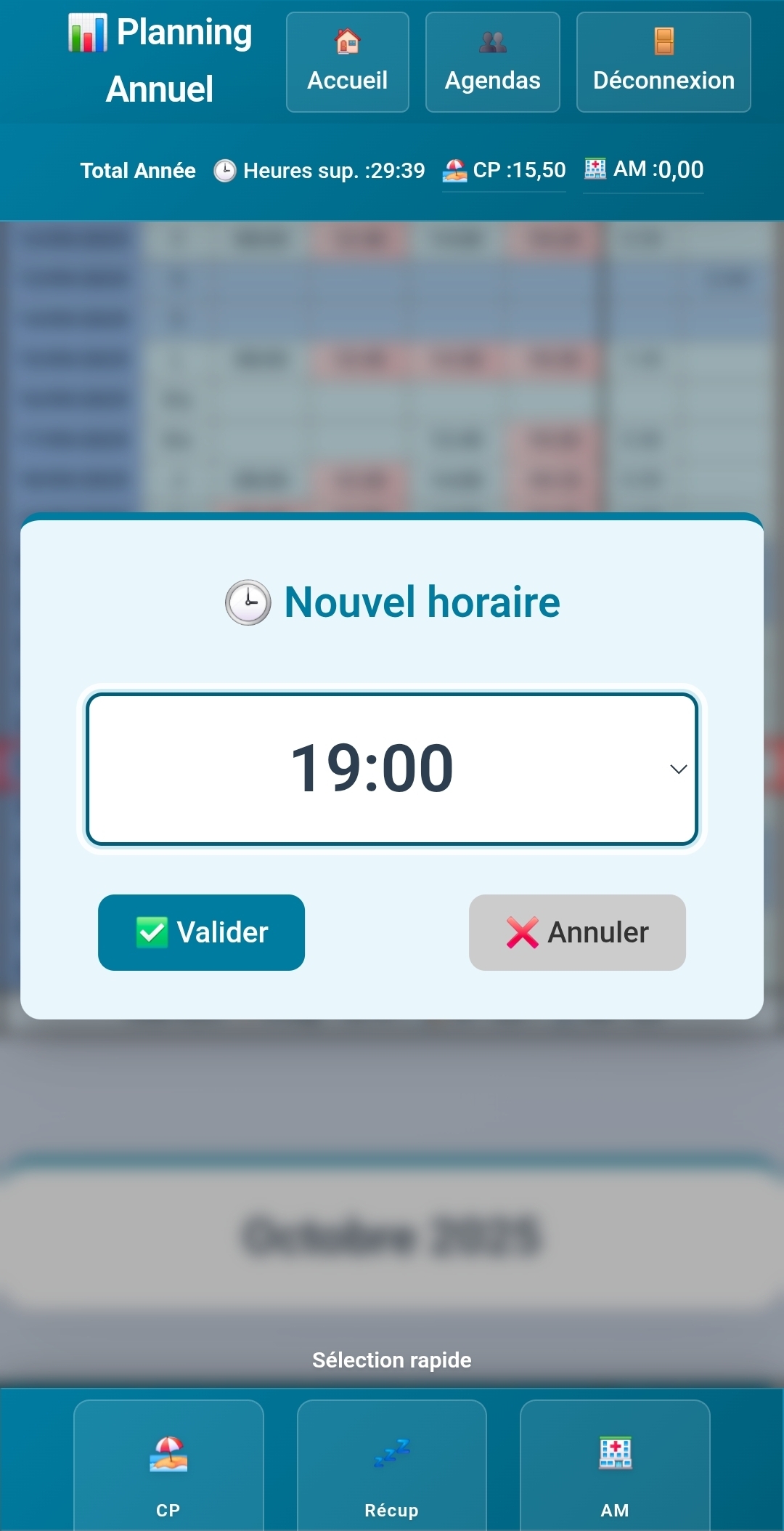 Détails du planning