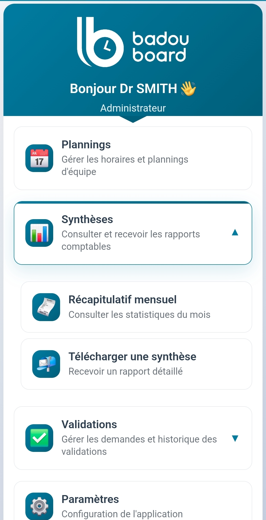 Paramètres administrateur