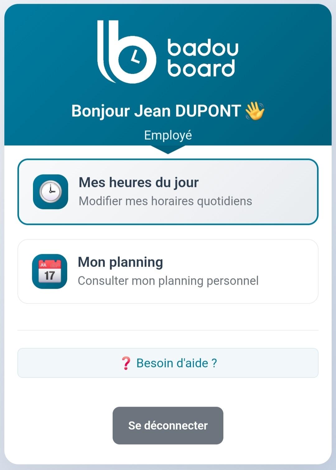 Accès aux heures du jour
